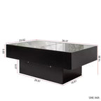 Table basse de rangement rectangulaire moderne avec plateau coulissant