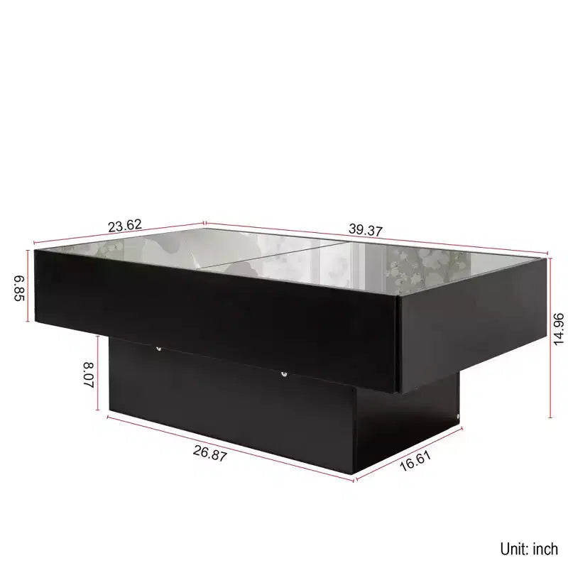 Modern Rectangle Storage Coffee Table with Sliding Tabletop