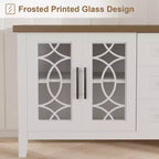 Meuble TV de style ferme pour téléviseurs jusqu'à 70 pouces, avec portes vitrées, 2 armoires de rangement et 3 tiroirs, table console avec étagères pour chambre et salon