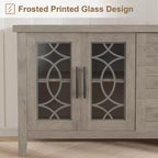 Meuble TV de style ferme pour téléviseurs jusqu'à 70 pouces, avec portes vitrées, 2 armoires de rangement et 3 tiroirs, table console avec étagères pour chambre et salon