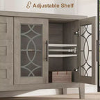 Meuble TV de style ferme pour téléviseurs jusqu'à 70 pouces, avec portes vitrées, 2 armoires de rangement et 3 tiroirs, table console avec étagères pour chambre et salon