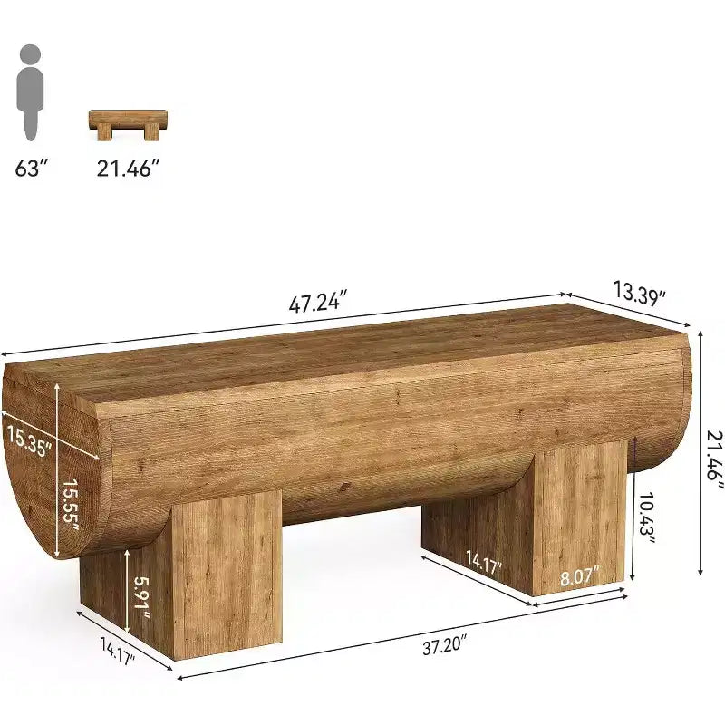 Solid Wood 47" Entryway Bench