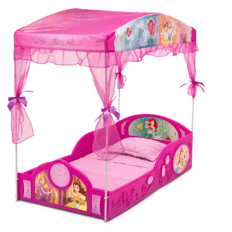 Toddler Canopy Bed with Play Enclosure