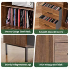 Meuble tourne-disque avec rangement – Style Mid-Century, peut contenir plus de 500 albums