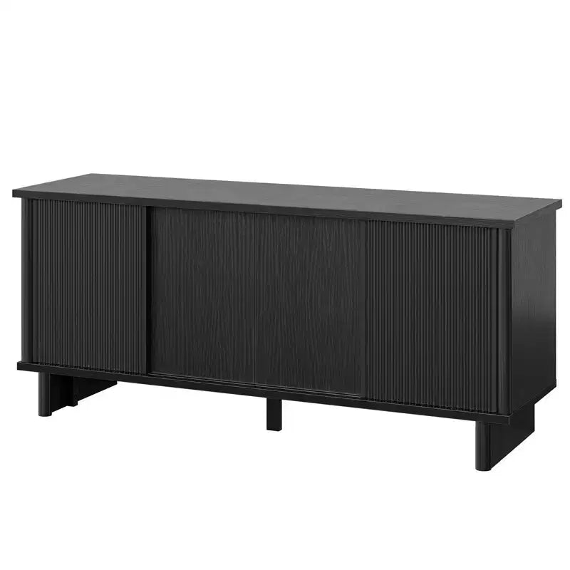58" TV Stand with Sliding Fluted Doors and Adjustable Shelves for TVs up to 65"