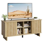 Meuble TV 58" avec portes coulissantes cannelées et étagères réglables pour téléviseurs jusqu'à 65"
