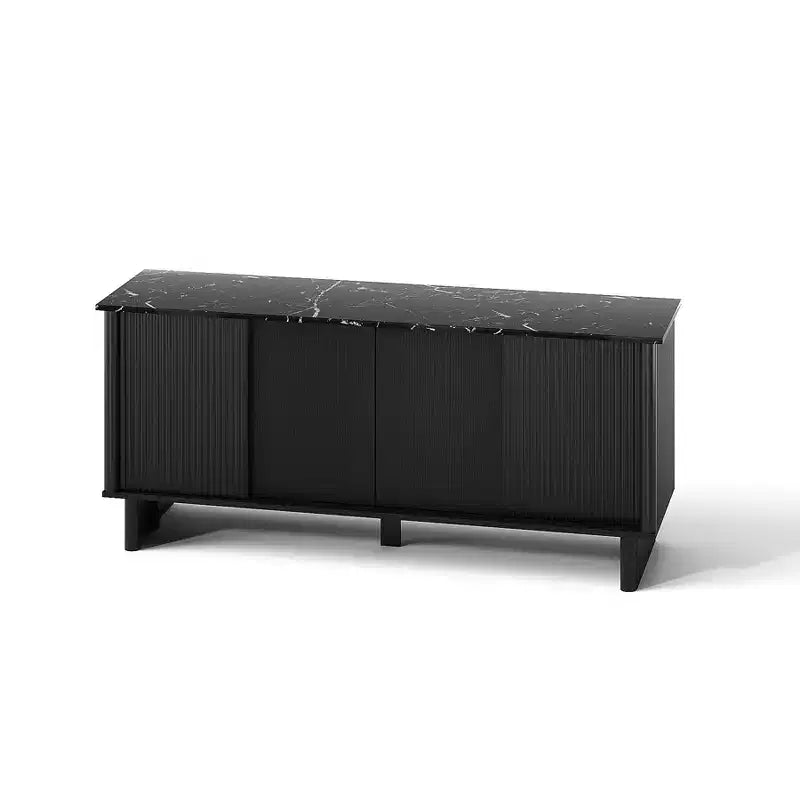 58" TV Stand with Sliding Fluted Doors and Adjustable Shelves for TVs up to 65"