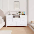 8-Drawer Dresser TV Stand with LED Lighting and Power Outlets