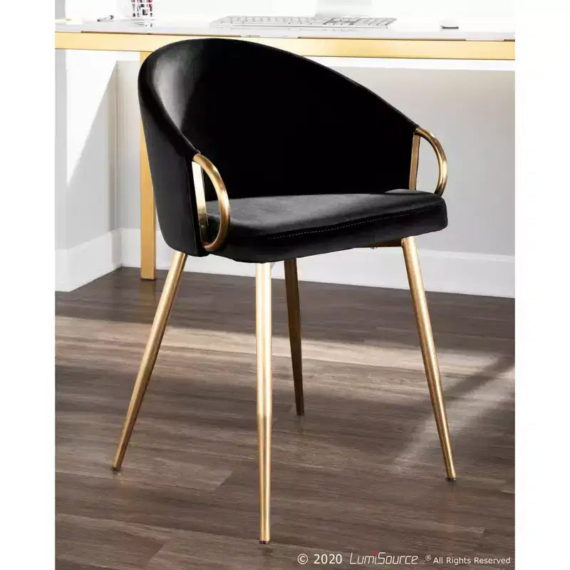 Set of 2 Velvet Dining Chairs with Gold Steel Frame