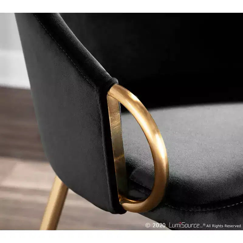 Set of 2 Velvet Dining Chairs with Gold Steel Frame