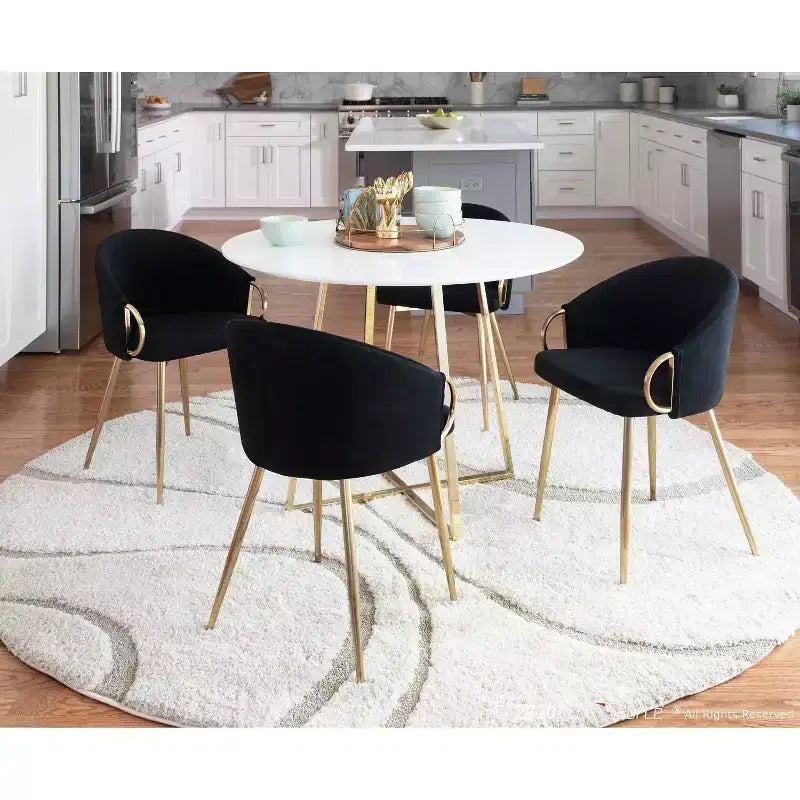 Set of 2 Velvet Dining Chairs with Gold Steel Frame