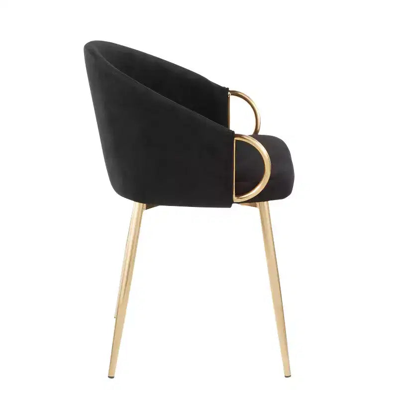 Set of 2 Velvet Dining Chairs with Gold Steel Frame