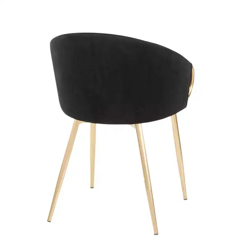 Set of 2 Velvet Dining Chairs with Gold Steel Frame
