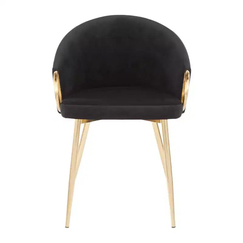 Set of 2 Velvet Dining Chairs with Gold Steel Frame