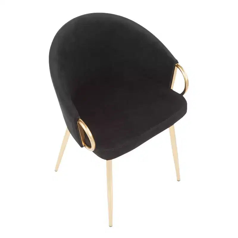Set of 2 Velvet Dining Chairs with Gold Steel Frame