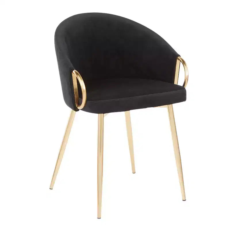 Set of 2 Velvet Dining Chairs with Gold Steel Frame