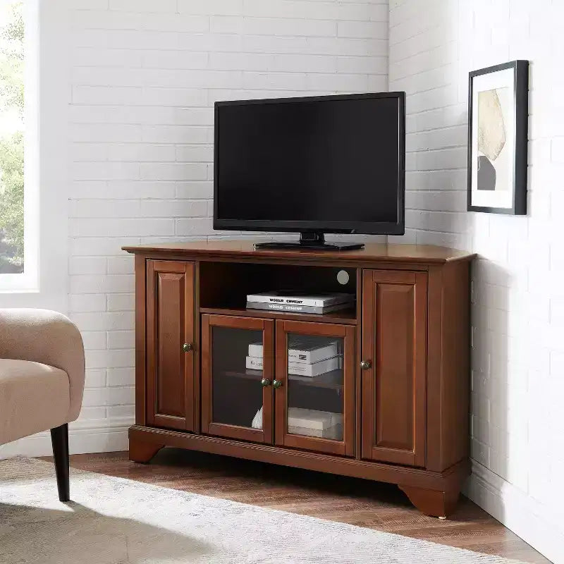 Corner TV Stand for TVs up to 48" - Dark Red