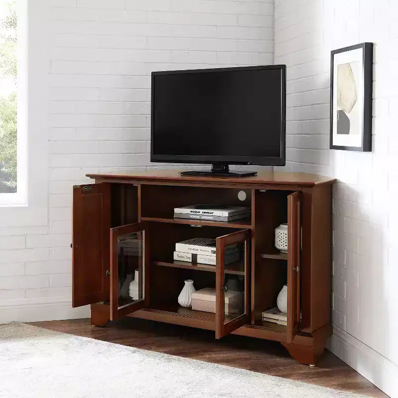 Corner TV Stand for TVs up to 48" - Dark Red