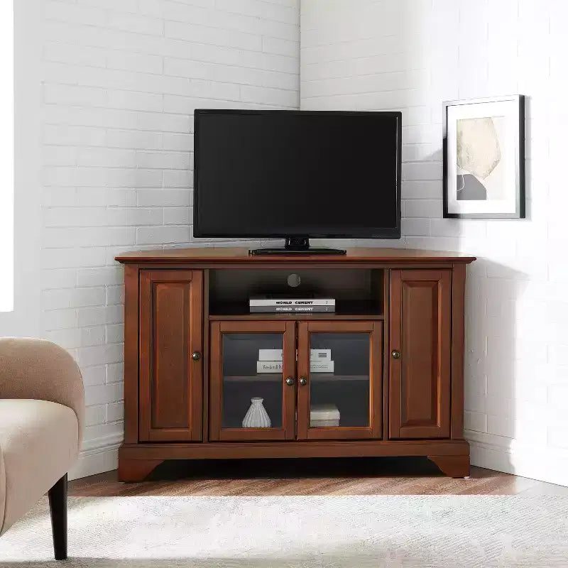 Corner TV Stand for TVs up to 48" - Dark Red