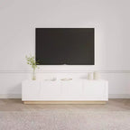 Meuble TV blanc pour téléviseurs jusqu'à 80" – Console moderne avec étagères réglables et gestion des câbles