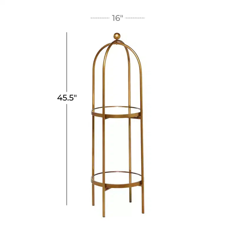 Olivia & May Glam Metal Shelving Unit Gold: Luxury Storage, No Assembly, 2-Tier Bookcase