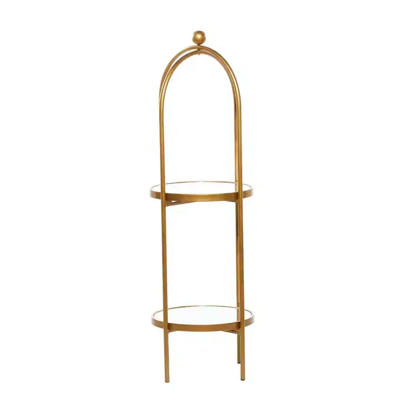 Olivia & May Glam Metal Shelving Unit Gold: Luxury Storage, No Assembly, 2-Tier Bookcase