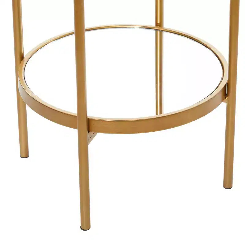 Olivia & May Glam Metal Shelving Unit Gold: Luxury Storage, No Assembly, 2-Tier Bookcase