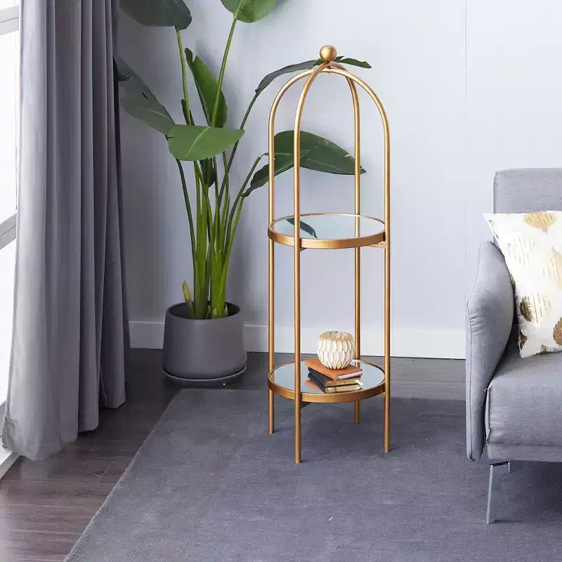 Olivia & May Glam Metal Shelving Unit Gold: Luxury Storage, No Assembly, 2-Tier Bookcase