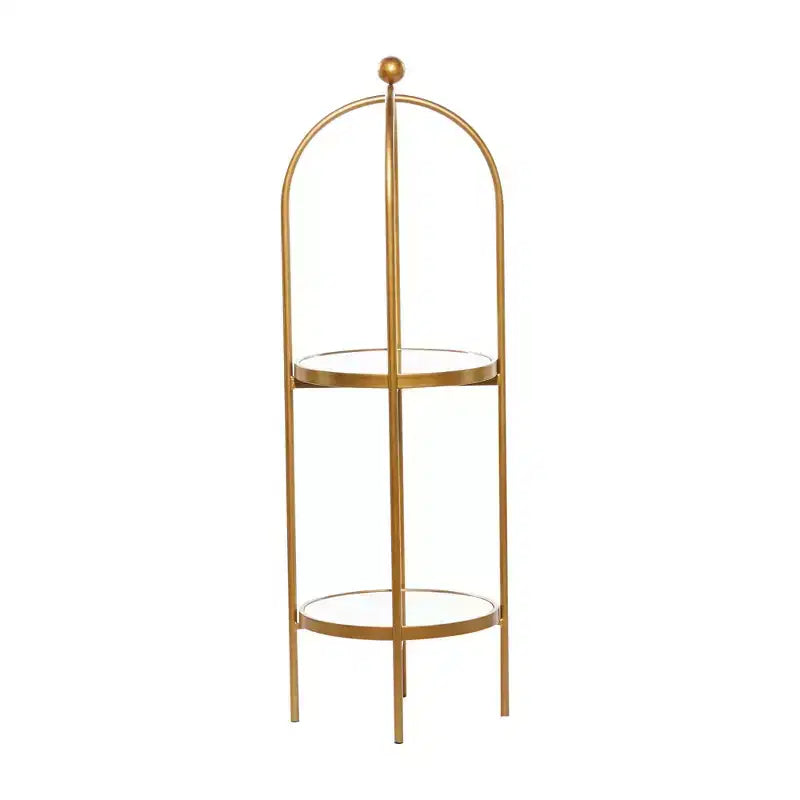 Olivia & May Glam Metal Shelving Unit Gold: Luxury Storage, No Assembly, 2-Tier Bookcase