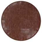 Pouf rond en cuir de 34 po – Cuir de buffle véritable marron vieilli