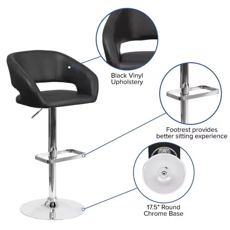 Modern Bar Stool with Adjustable Height and Swivel Seat