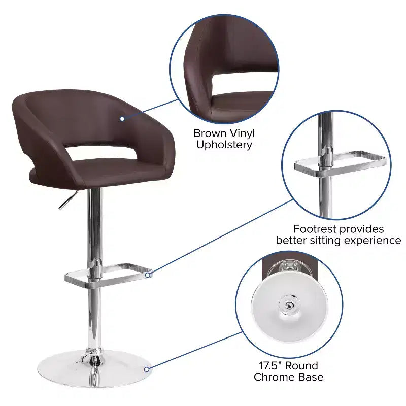 Modern Bar Stool with Adjustable Height and Swivel Seat