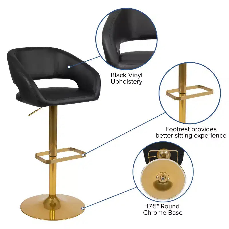 Modern Bar Stool with Adjustable Height and Swivel Seat