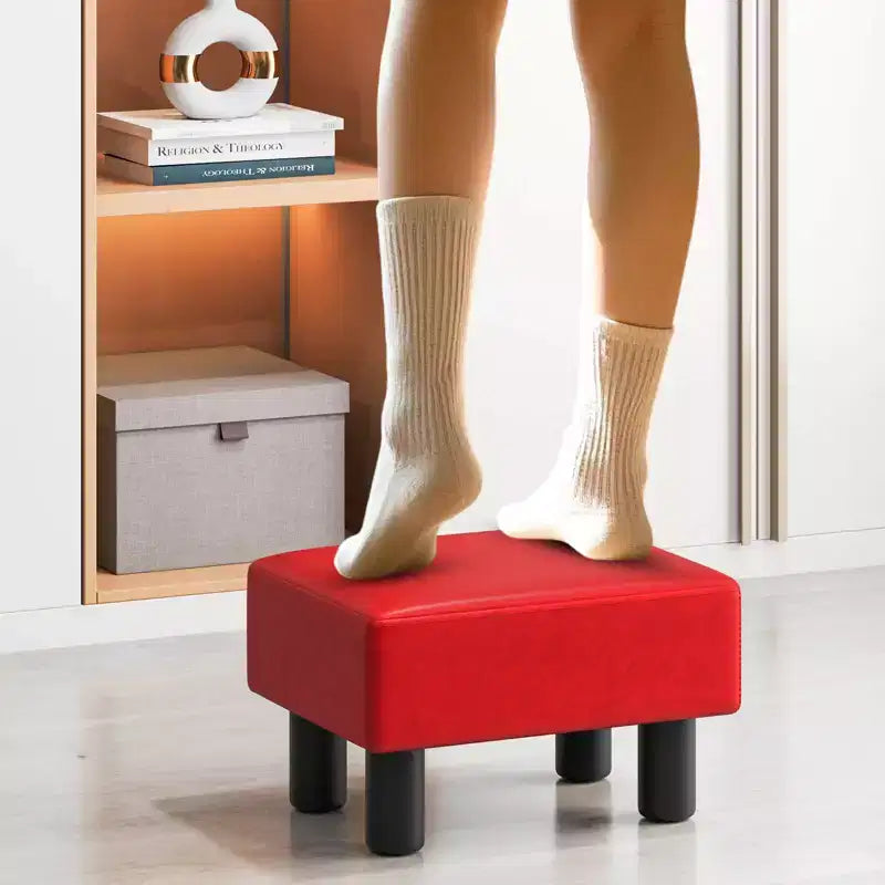 PU Leather Ottoman Rectangular Footrest with Hidden Storage