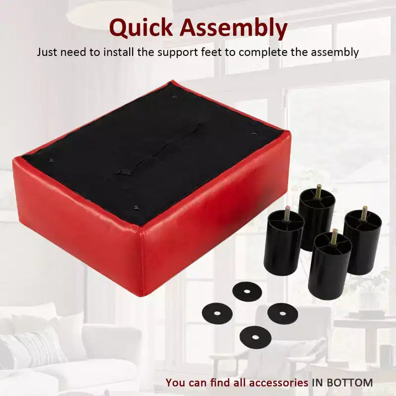 PU Leather Ottoman Rectangular Footrest with Hidden Storage