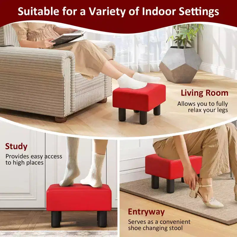 PU Leather Ottoman Rectangular Footrest with Hidden Storage