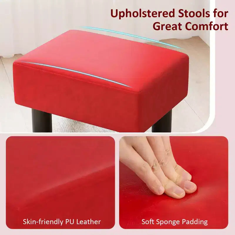 PU Leather Ottoman Rectangular Footrest with Hidden Storage