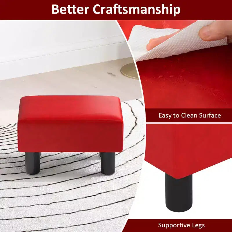 PU Leather Ottoman Rectangular Footrest with Hidden Storage