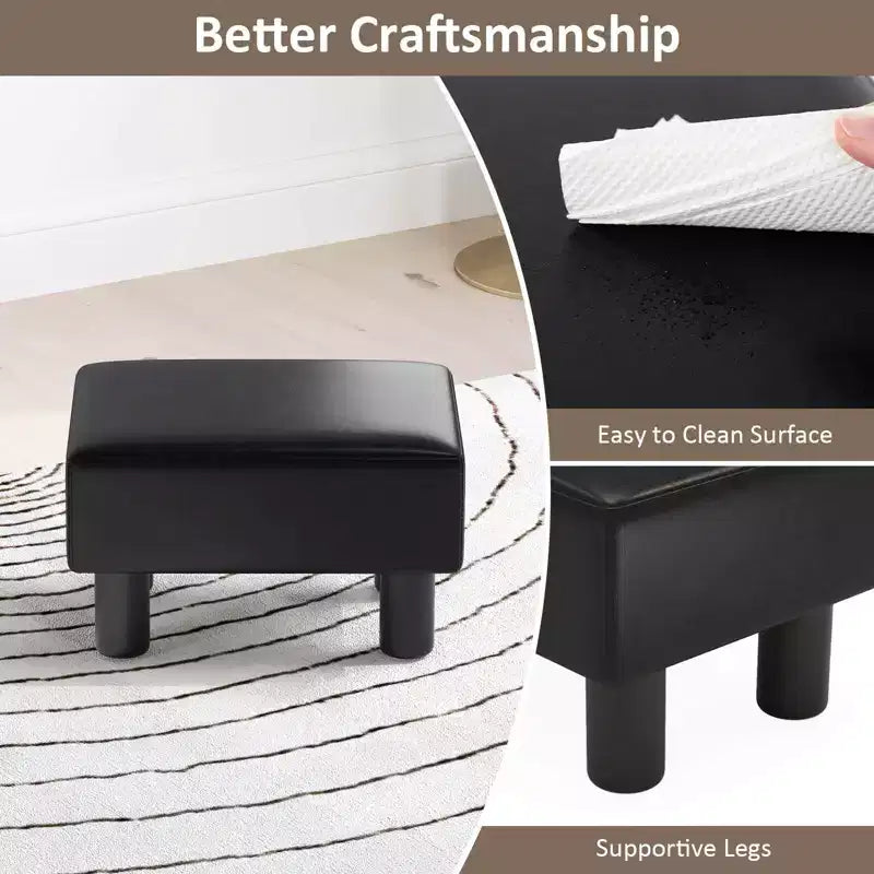 PU Leather Ottoman Rectangular Footrest with Hidden Storage