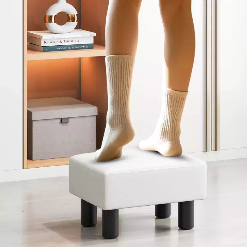 PU Leather Ottoman Rectangular Footrest with Hidden Storage