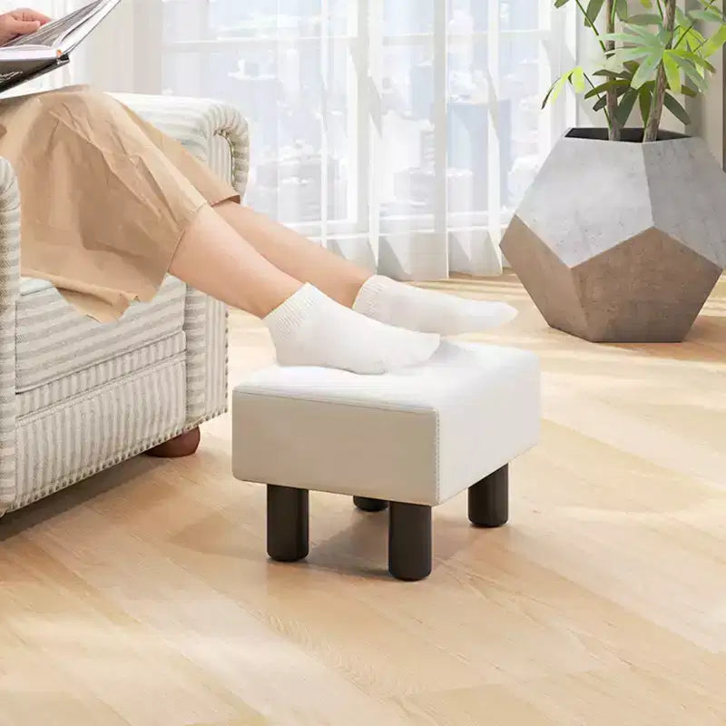 PU Leather Ottoman Rectangular Footrest with Hidden Storage