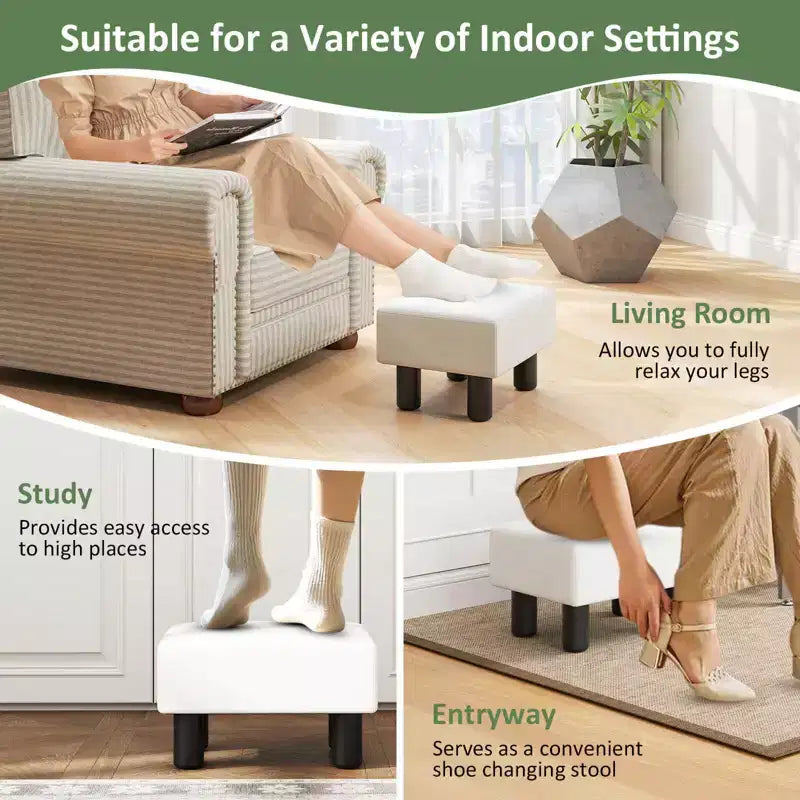 PU Leather Ottoman Rectangular Footrest with Hidden Storage
