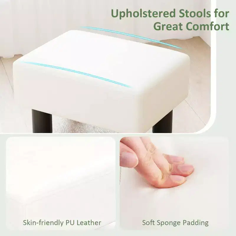 PU Leather Ottoman Rectangular Footrest with Hidden Storage