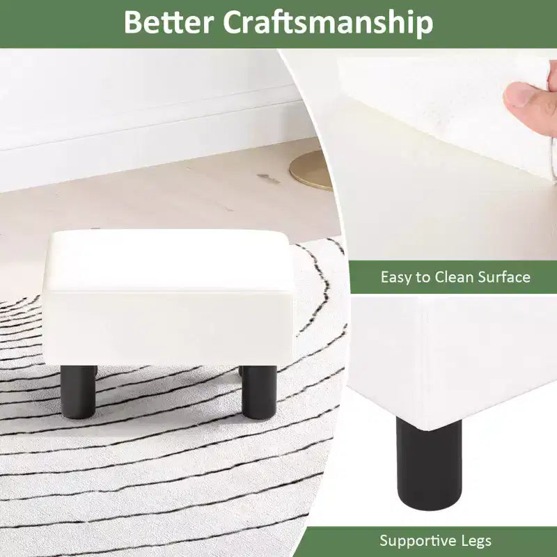 PU Leather Ottoman Rectangular Footrest with Hidden Storage