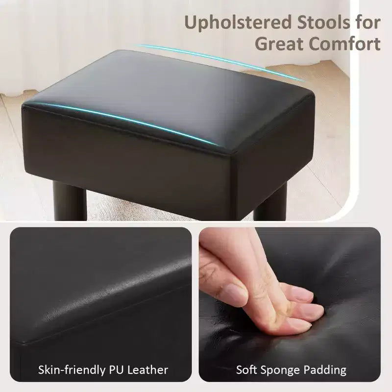 PU Leather Ottoman Rectangular Footrest with Hidden Storage