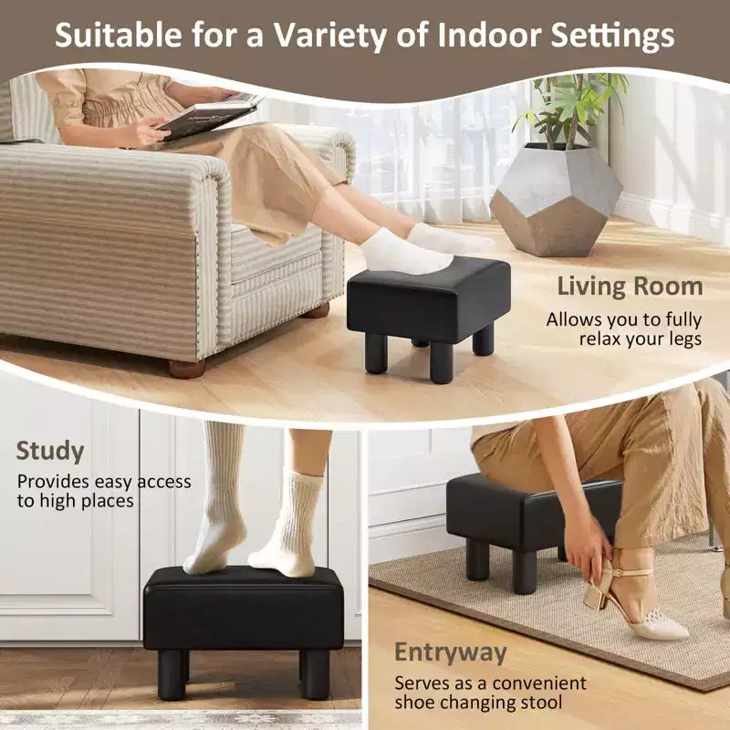 PU Leather Ottoman Rectangular Footrest with Hidden Storage