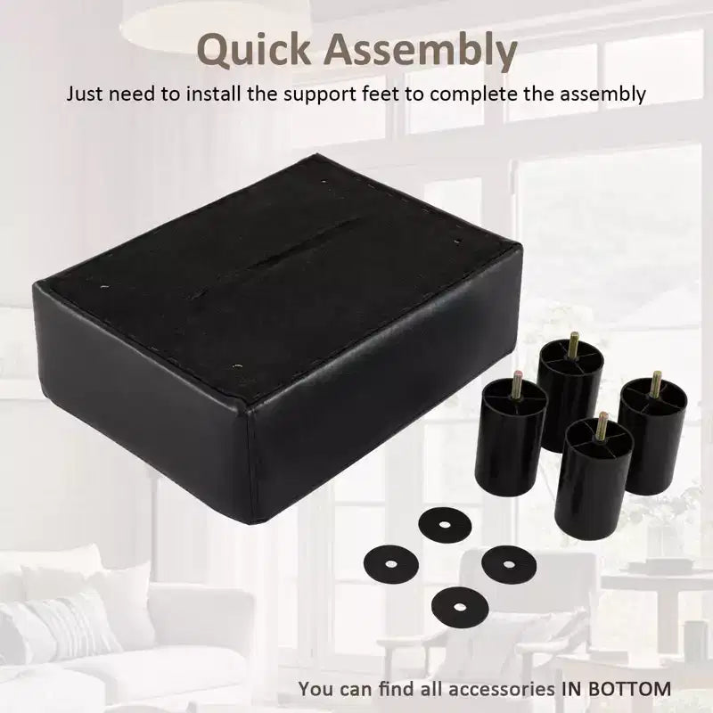 PU Leather Ottoman Rectangular Footrest with Hidden Storage