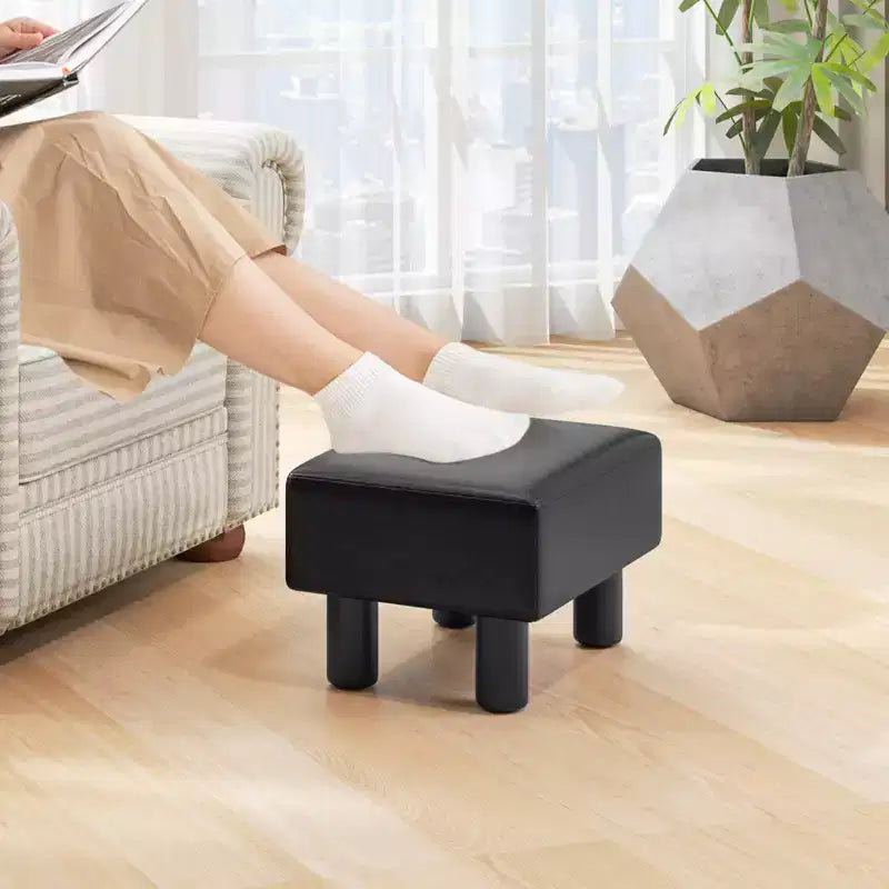 PU Leather Ottoman Rectangular Footrest with Hidden Storage