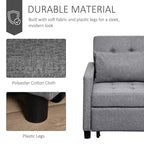 Lit de Chaise Longue Canapé Convertible avec Dossier Réglable, Rembourrage en Tissu Capitonnage et Oreiller, Gris