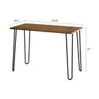 Bureau industriel moderne avec pieds épingle, plateau aspect bois et cadre en acier